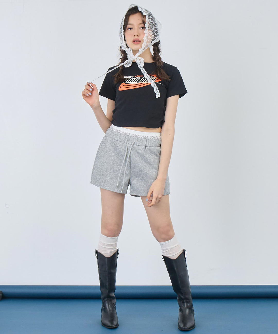 レース レイヤード風 スウェット ショート パンツ 152-5759