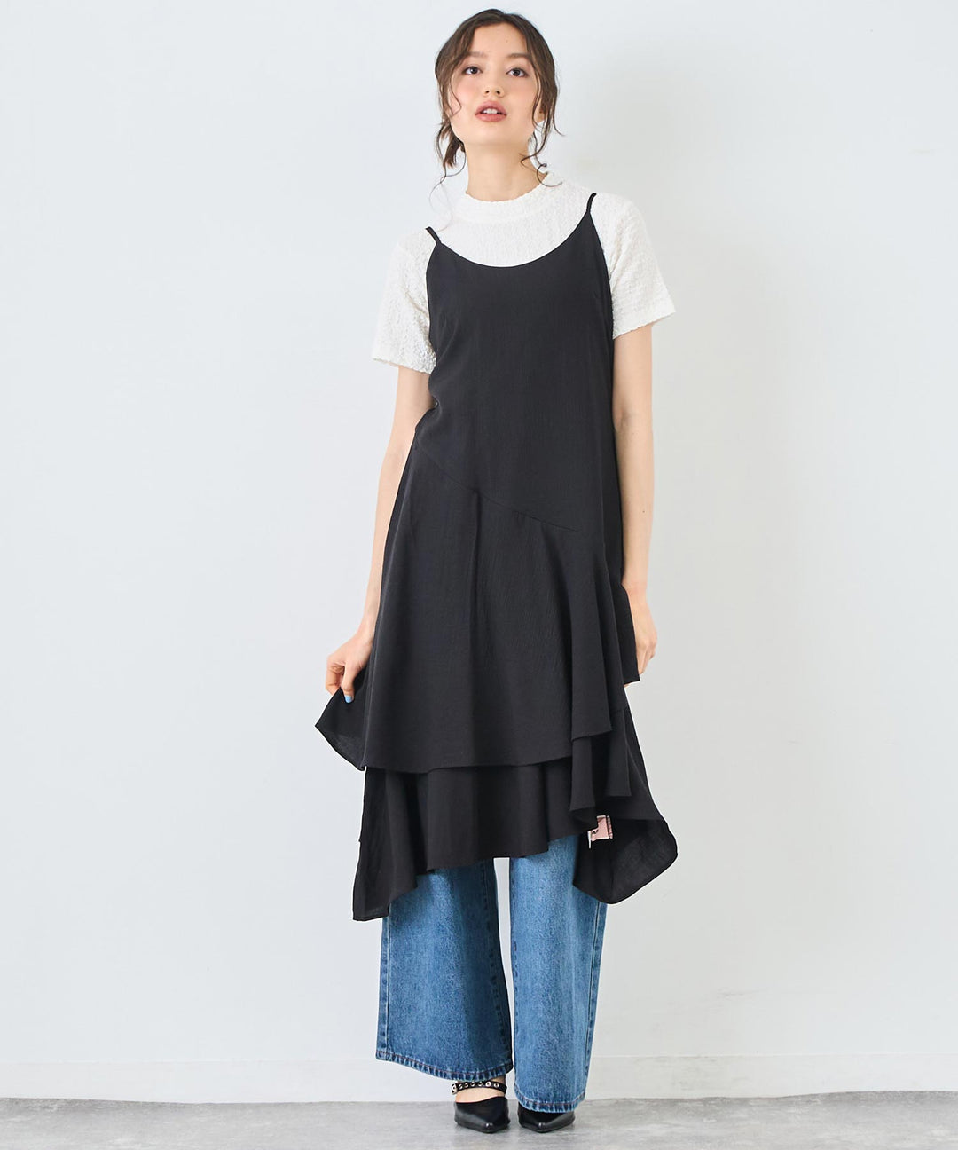 ウォッシュ 加工 デニム ワイド パンツ 152-5763