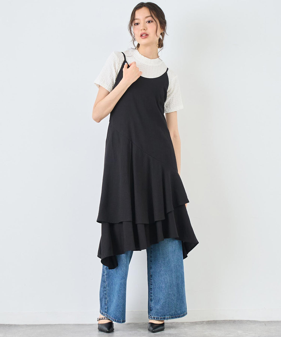 ウォッシュ 加工 デニム ワイド パンツ 152-5763