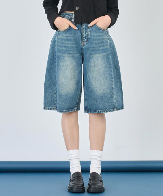 ウォッシュ 加工 ハーフ デニム パンツ 152-5785