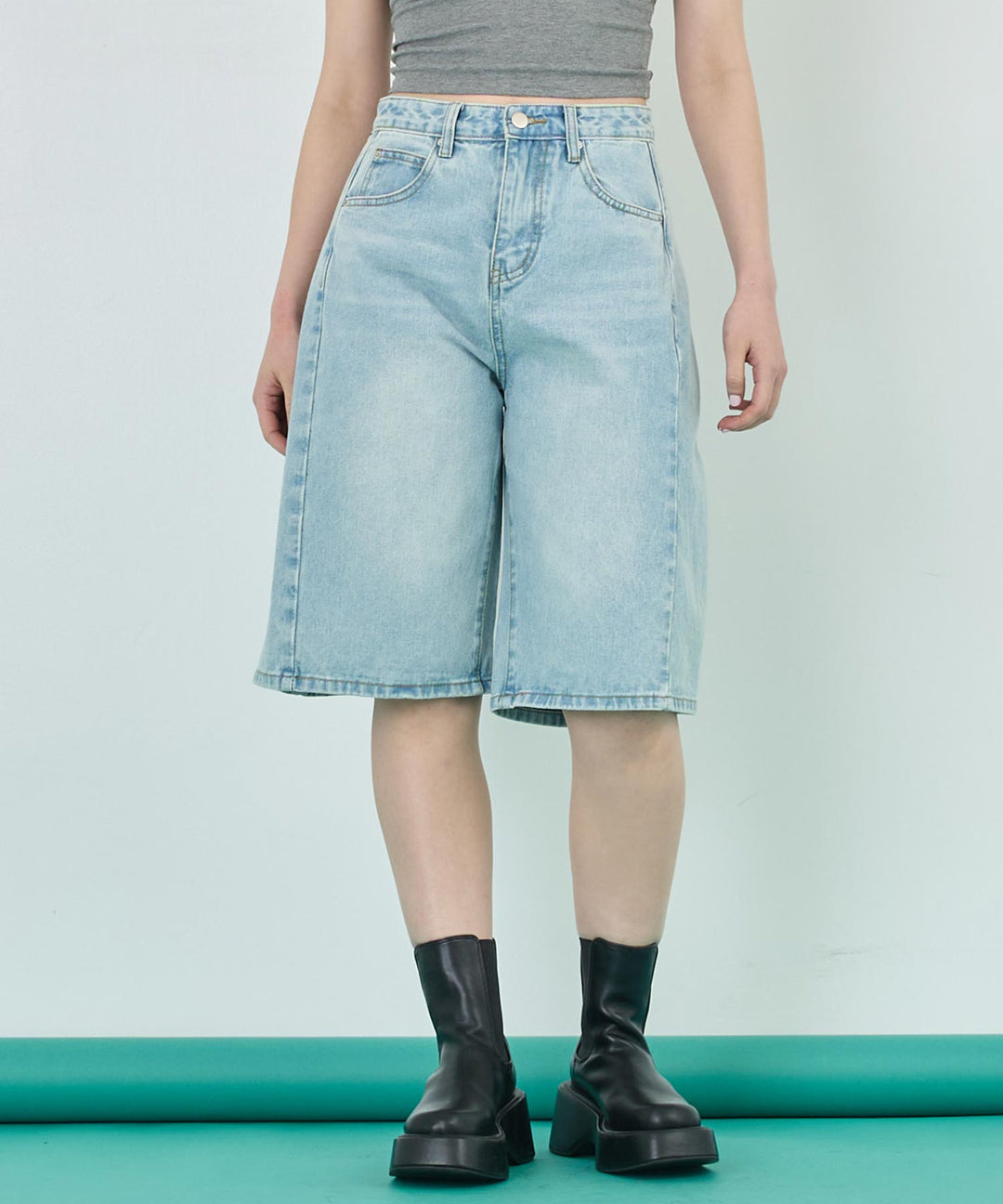 ウォッシュ 加工 ハーフ デニム パンツ 152-5785