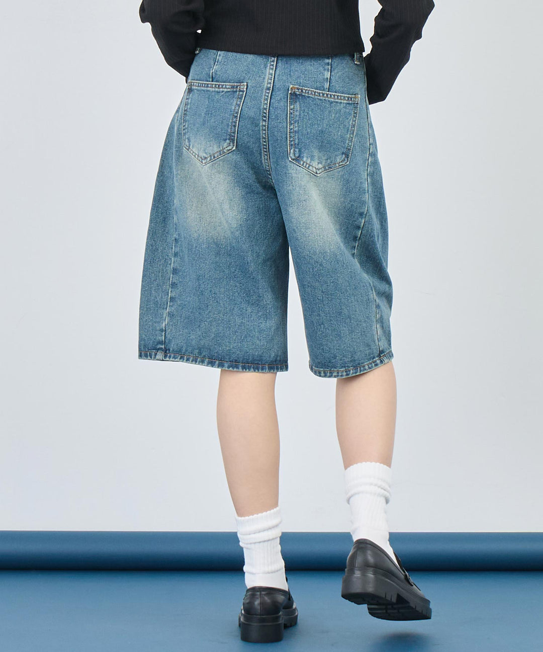 ウォッシュ 加工 ハーフ デニム パンツ 152-5785