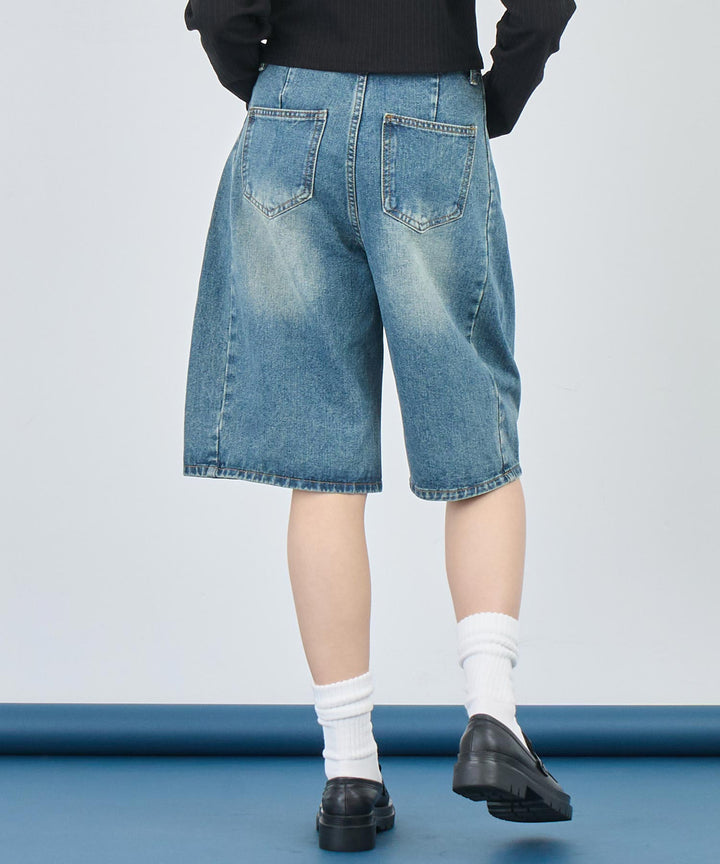 ウォッシュ 加工 ハーフ デニム パンツ 152-5785