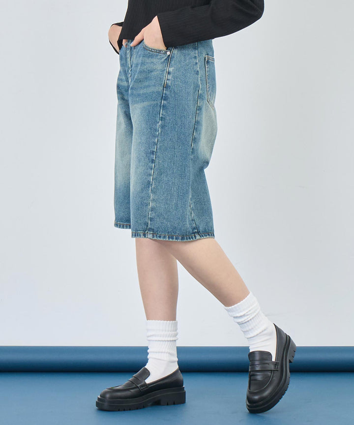ウォッシュ 加工 ハーフ デニム パンツ 152-5785