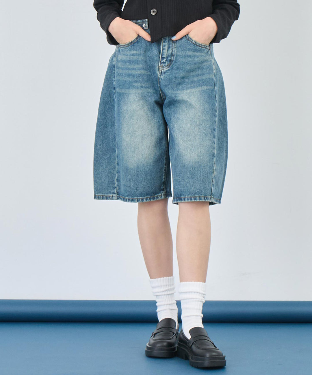 ウォッシュ 加工 ハーフ デニム パンツ 152-5785