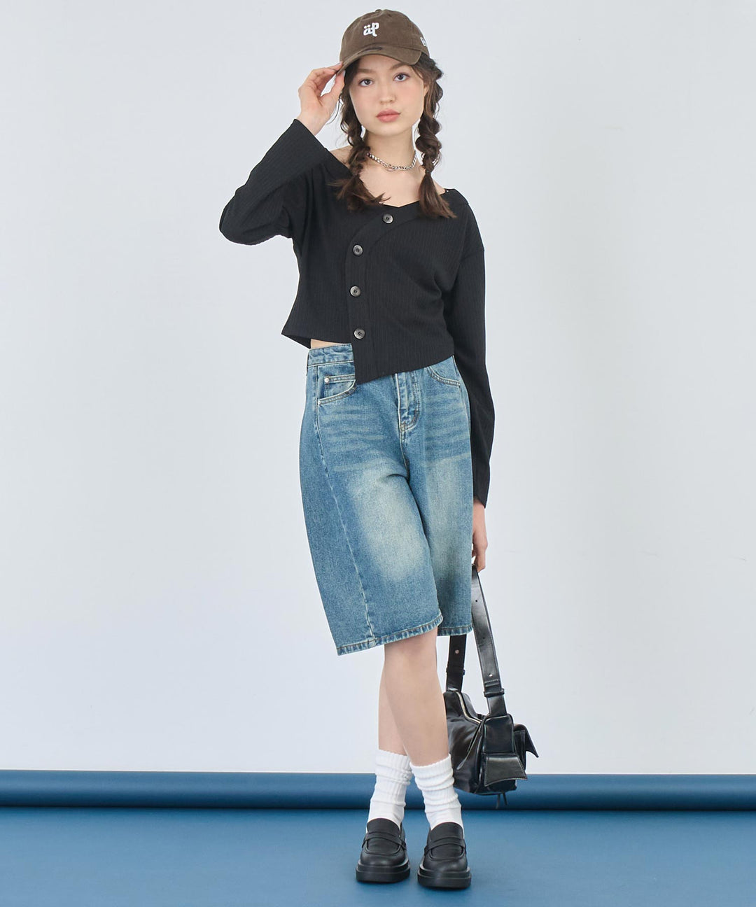 ウォッシュ 加工 ハーフ デニム パンツ 152-5785