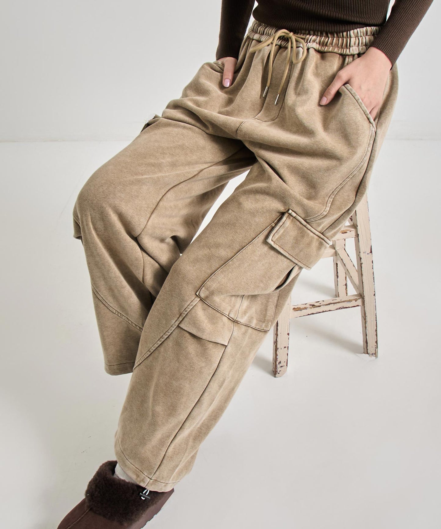 ウォッシュ加工 スウェット カーゴパンツ 152-5806