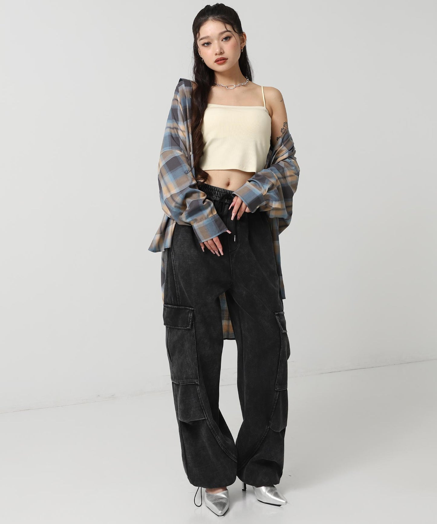 ウォッシュ加工 スウェット カーゴパンツ 152-5806