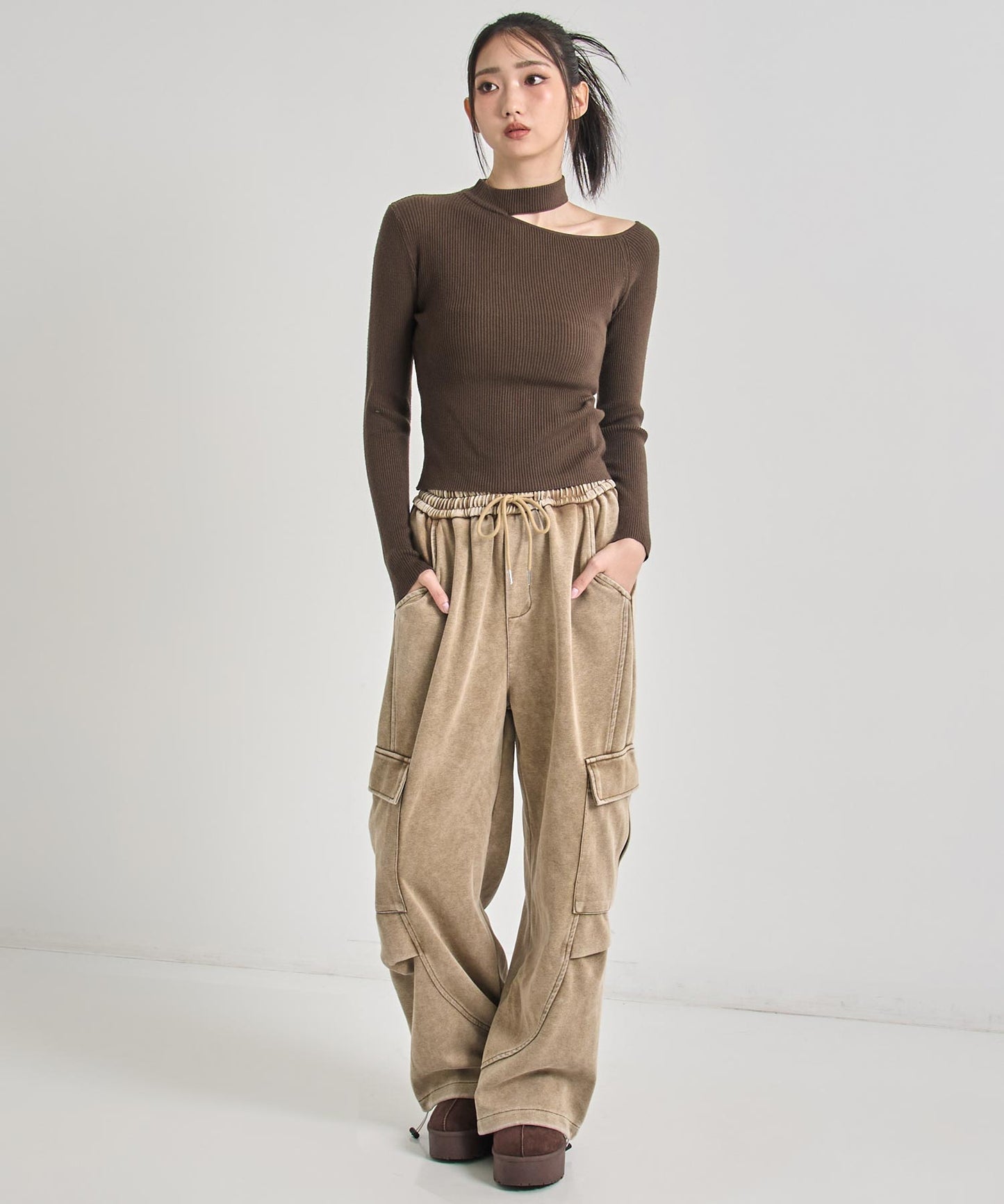 ウォッシュ加工 スウェット カーゴパンツ 152-5806