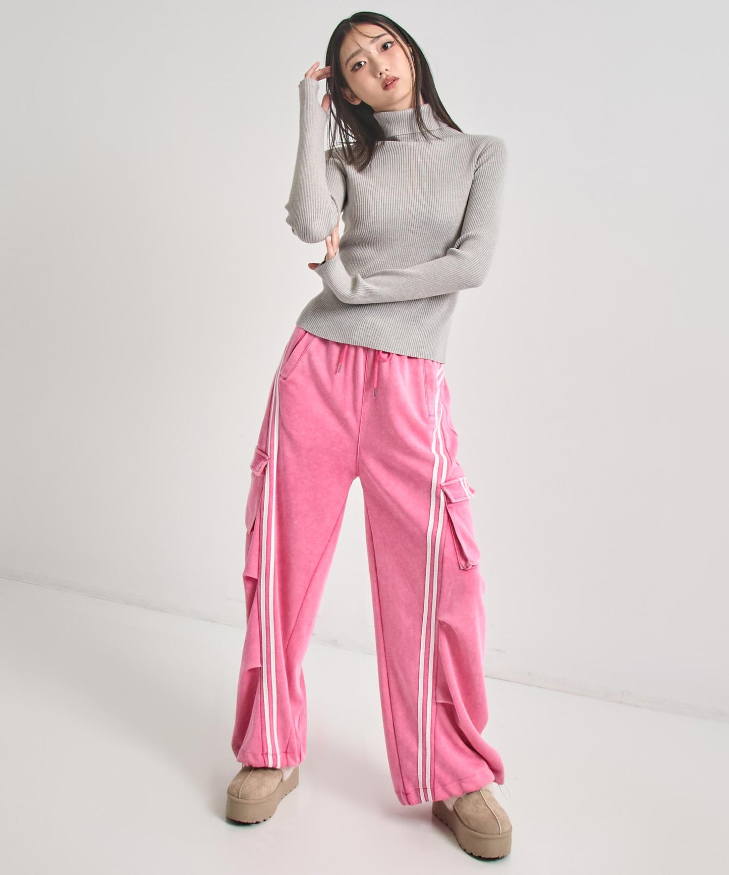 ウォッシュ加工 ライン スウェット カーゴパンツ 152-5807