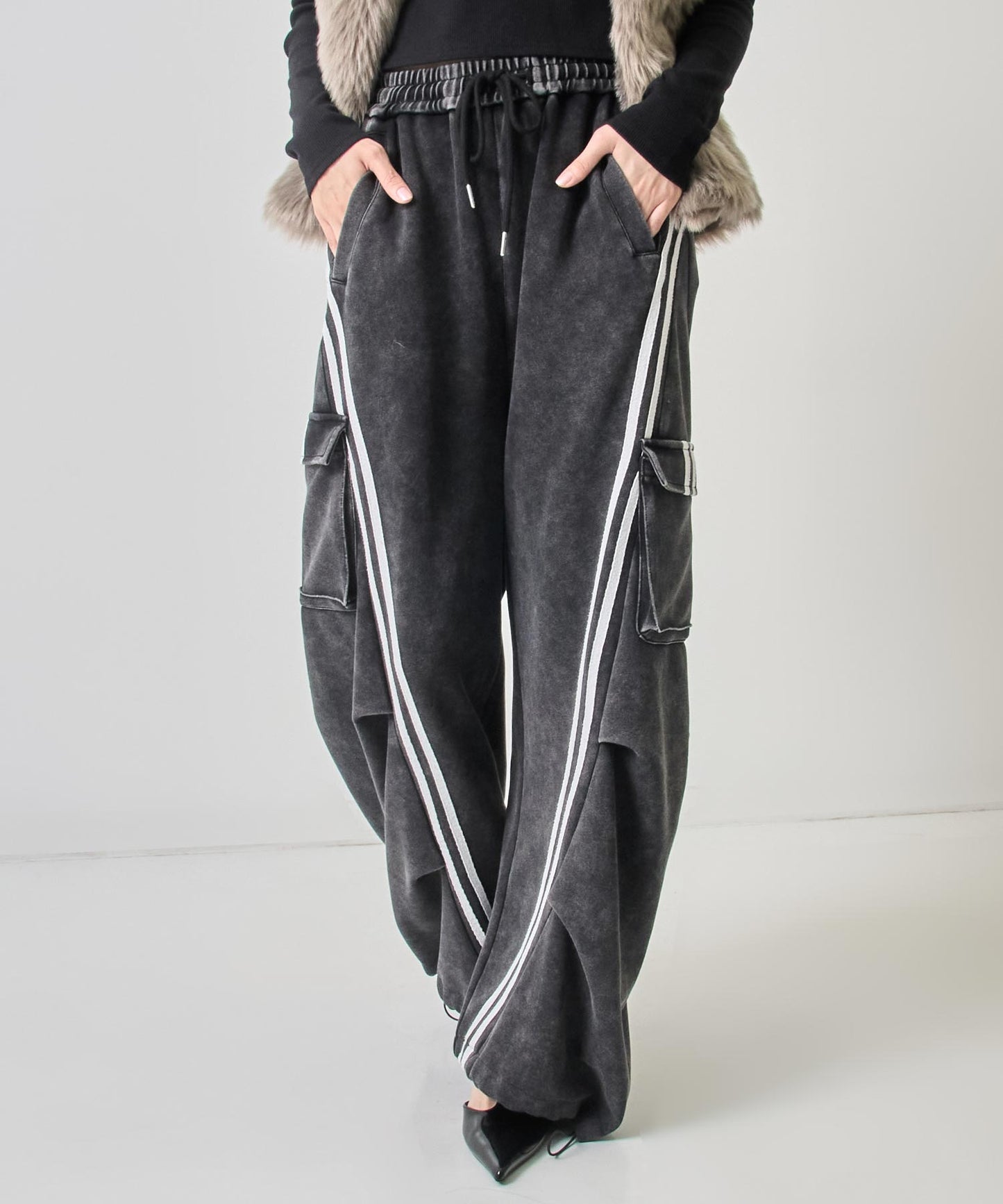 ウォッシュ加工 ライン スウェット カーゴパンツ 152-5807