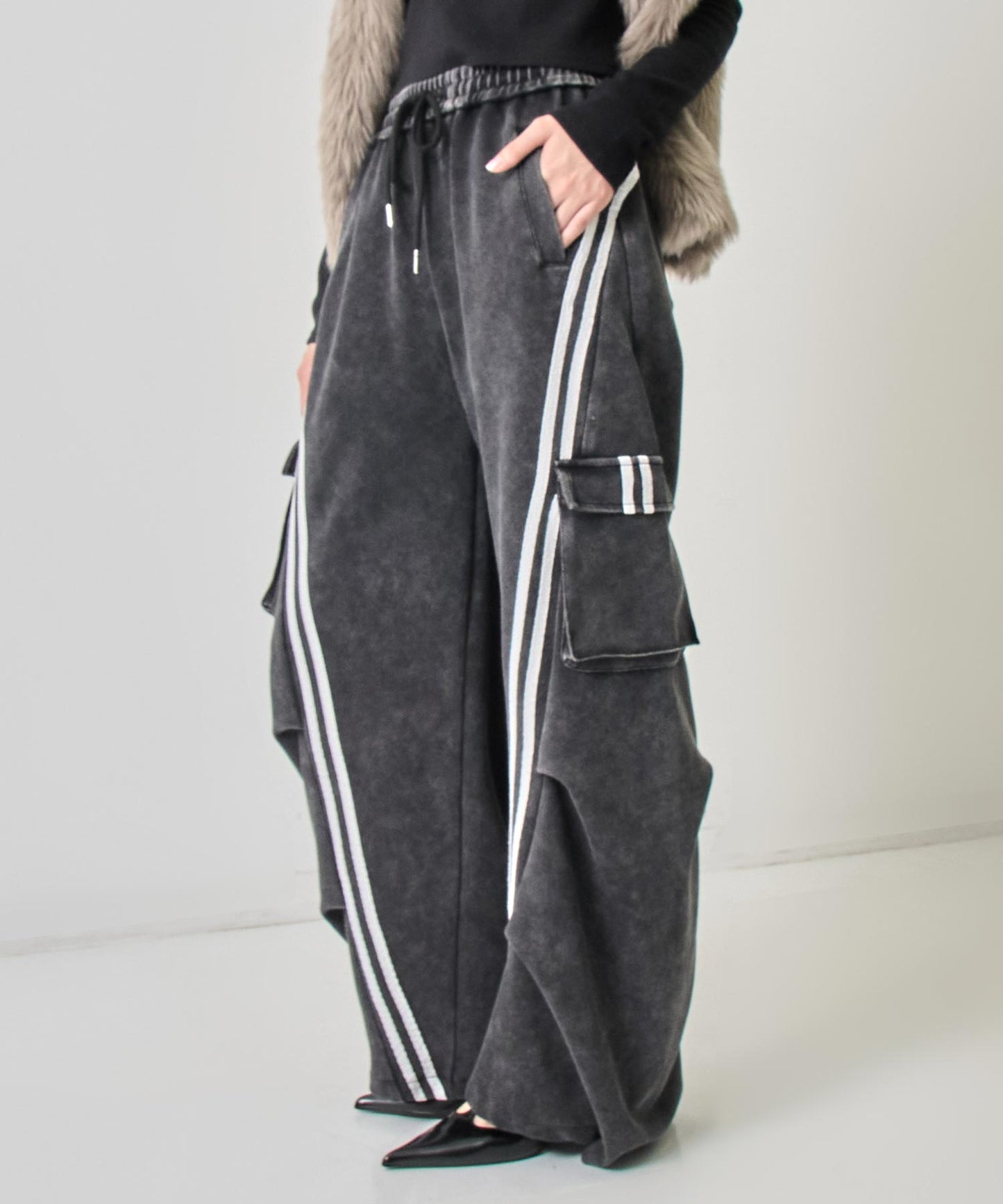 ウォッシュ加工 ライン スウェット カーゴパンツ 152-5807