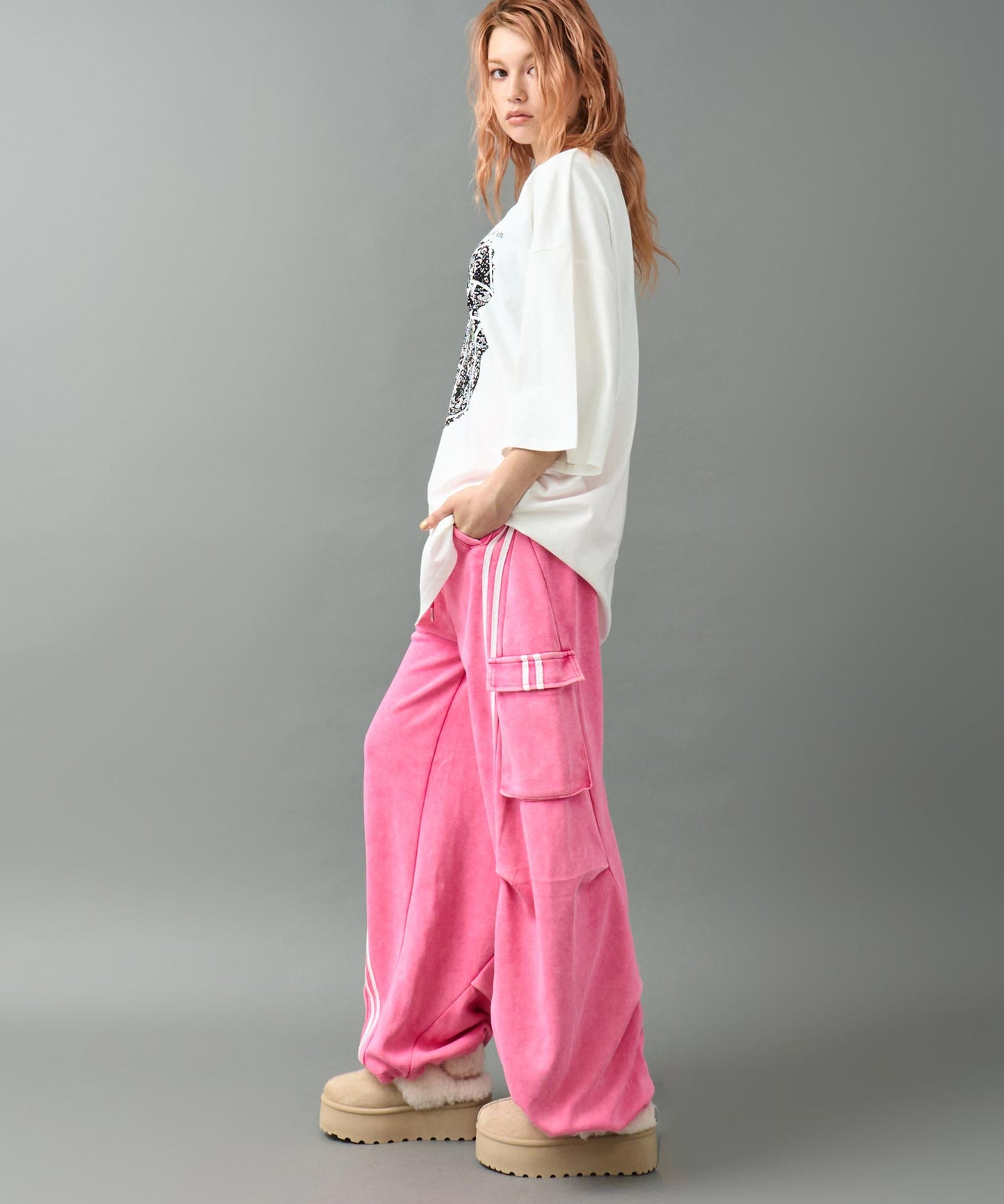 ウォッシュ加工 ライン スウェット カーゴパンツ 152-5807