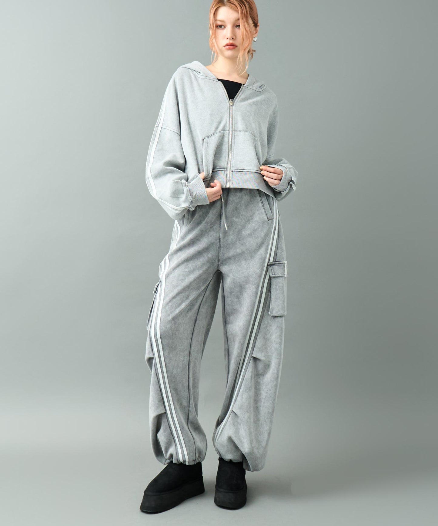 ウォッシュ加工 ライン スウェット カーゴパンツ 152-5807