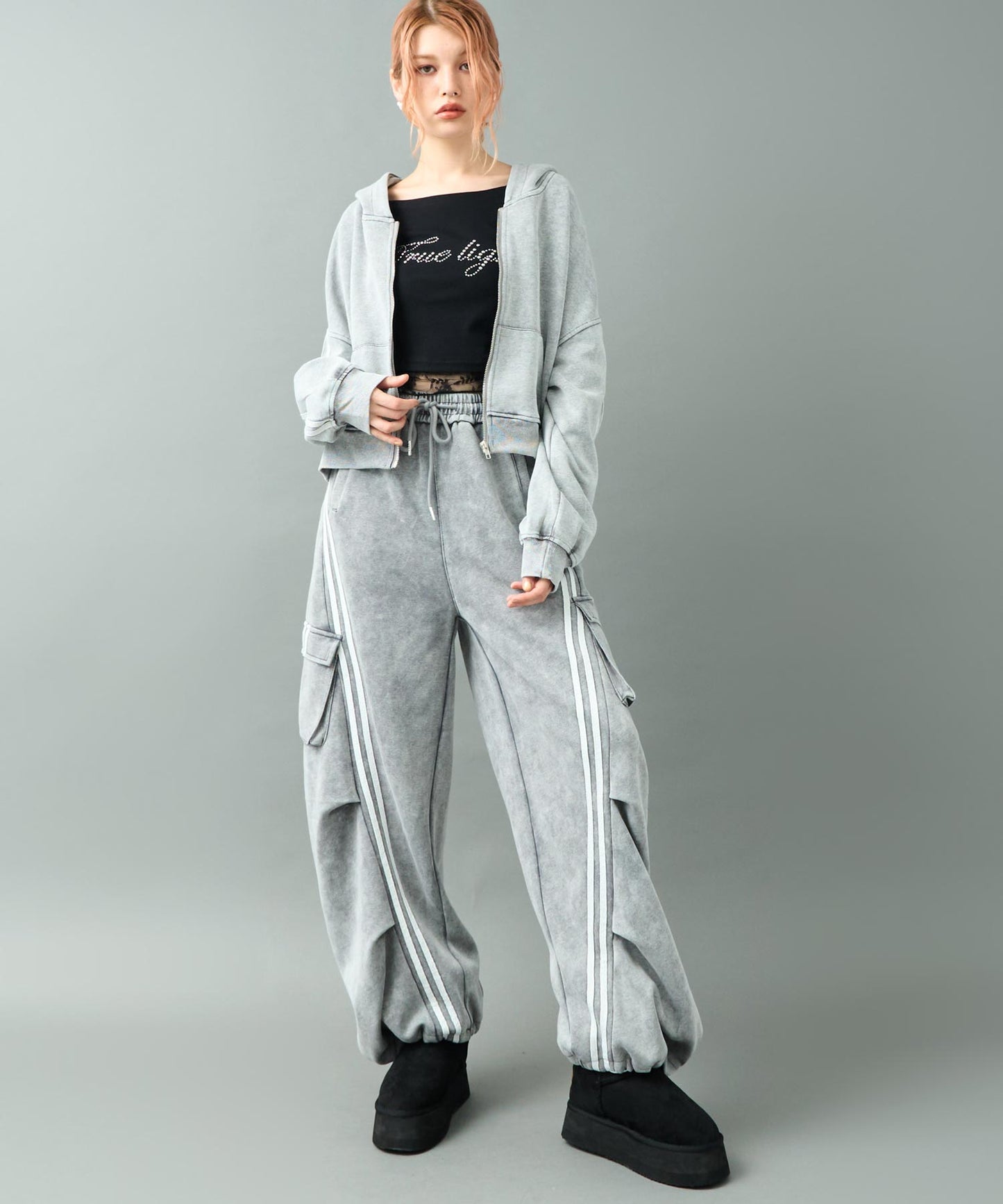 ウォッシュ加工 ライン スウェット カーゴパンツ 152-5807