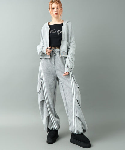 ウォッシュ加工 ライン スウェット カーゴパンツ 152-5807