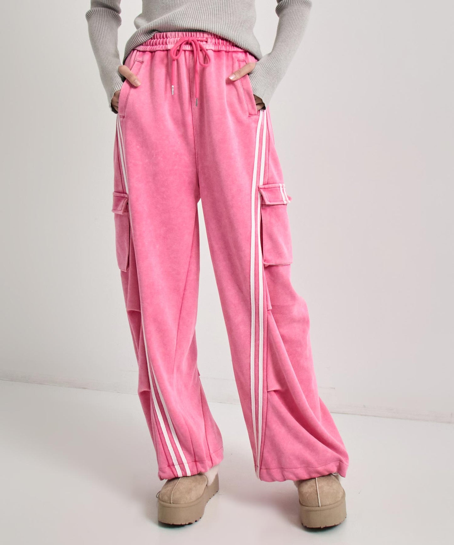 ウォッシュ加工 ライン スウェット カーゴパンツ 152-5807