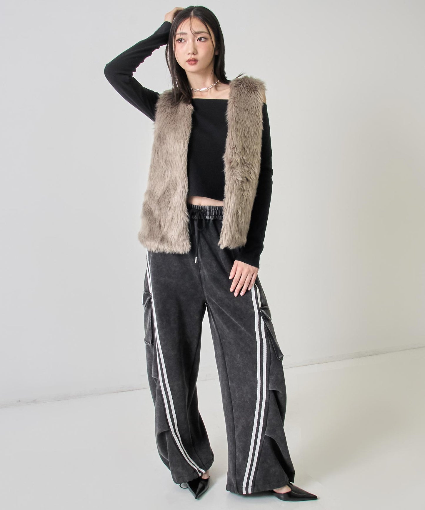 ウォッシュ加工 ライン スウェット カーゴパンツ 152-5807