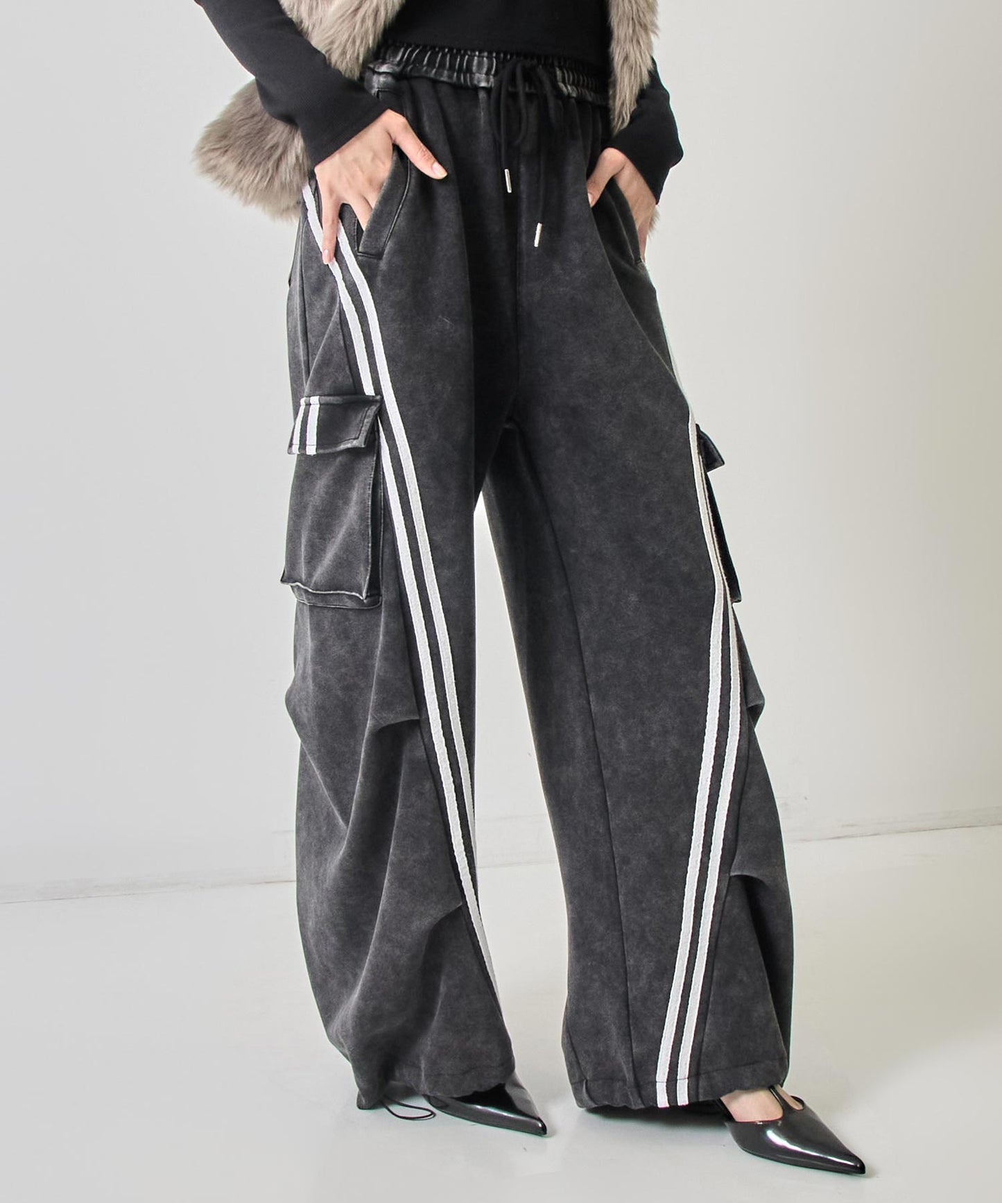 ウォッシュ加工 ライン スウェット カーゴパンツ 152-5807