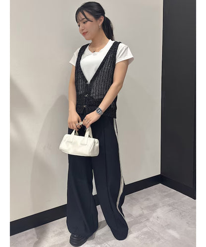 サイドライン ストレート スラックス パンツ 152-5809