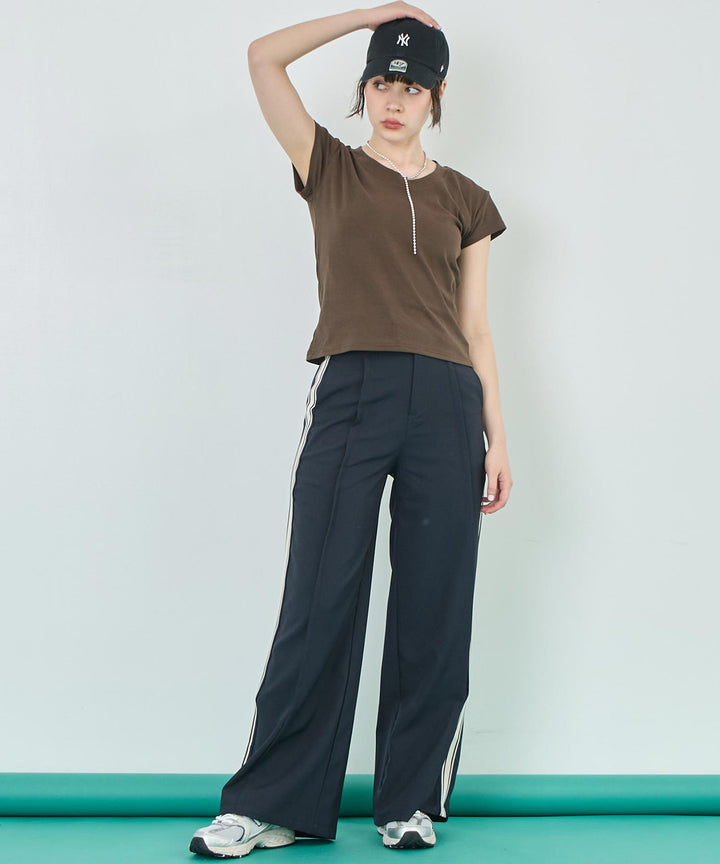 サイドライン ストレート スラックス パンツ 152-5809