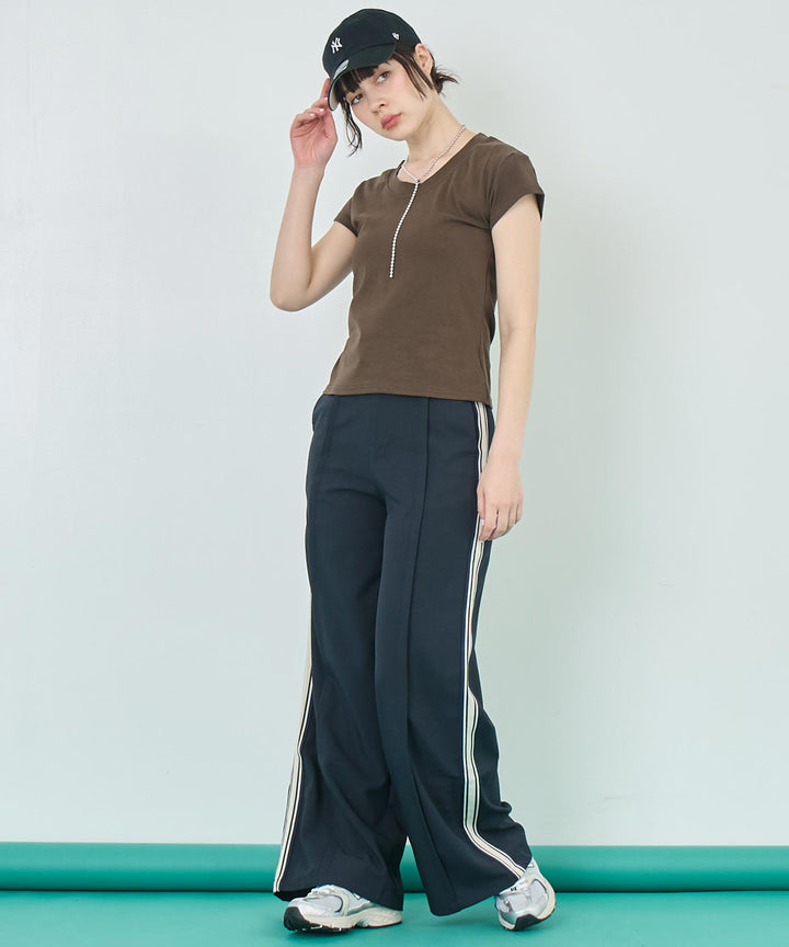 サイドライン ストレート スラックス パンツ 152-5809