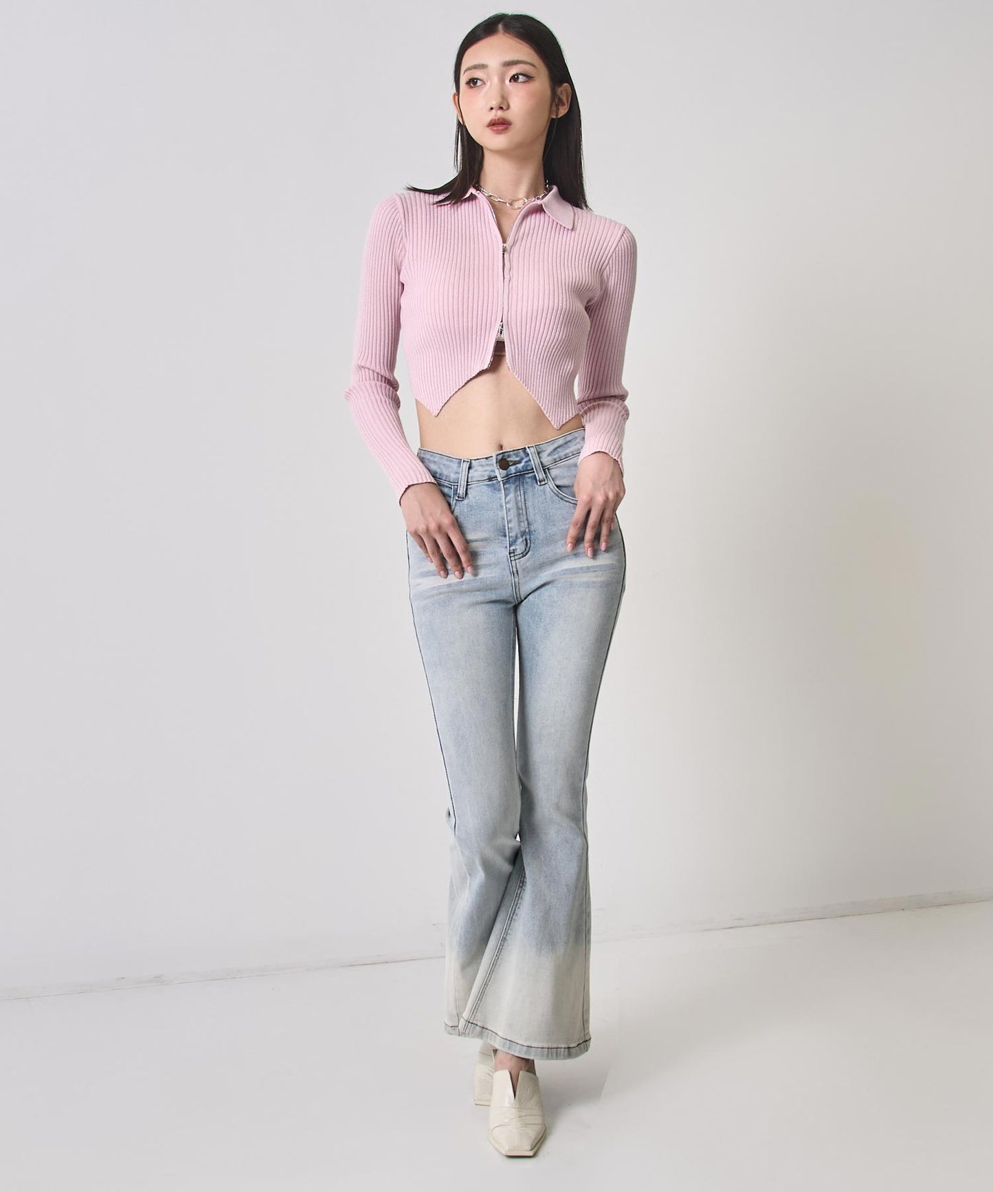 ストレッチ フレア デニム パンツ 152-5829