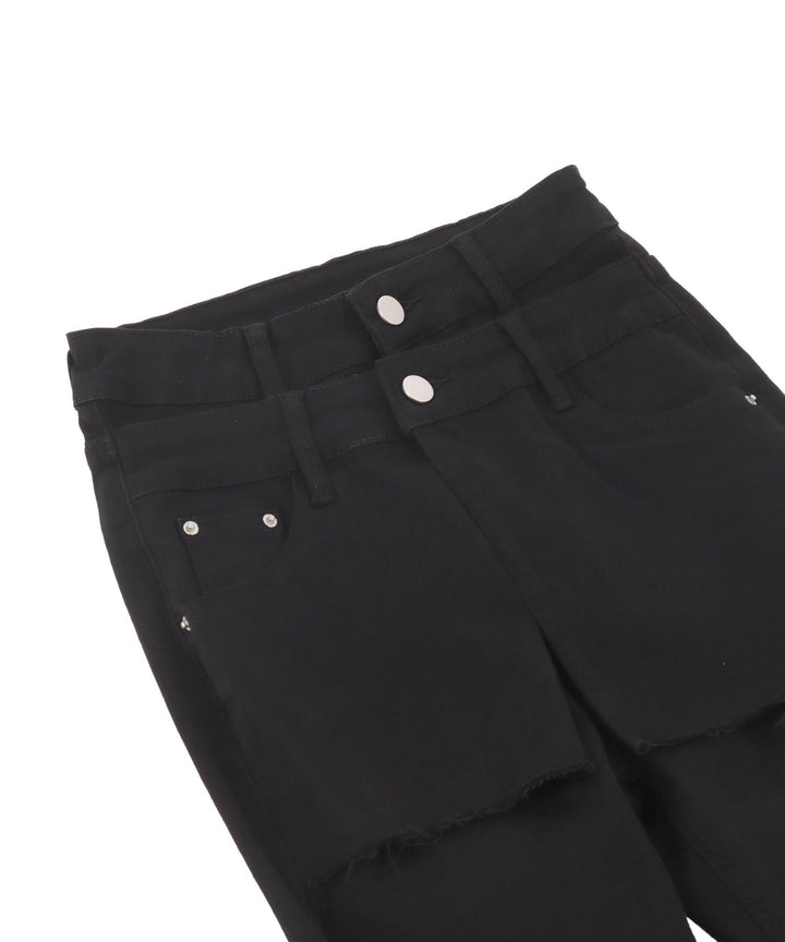 レイヤード風 デニム フレア パンツ 152-5835