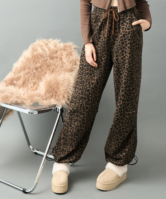 ウエスト ギャザー レオパード プルオン パンツ  152-5919