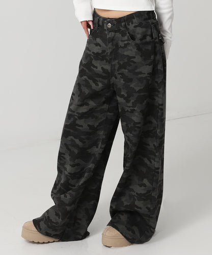カモフラージュ ワイド レッグ デニム パンツ 152-5927