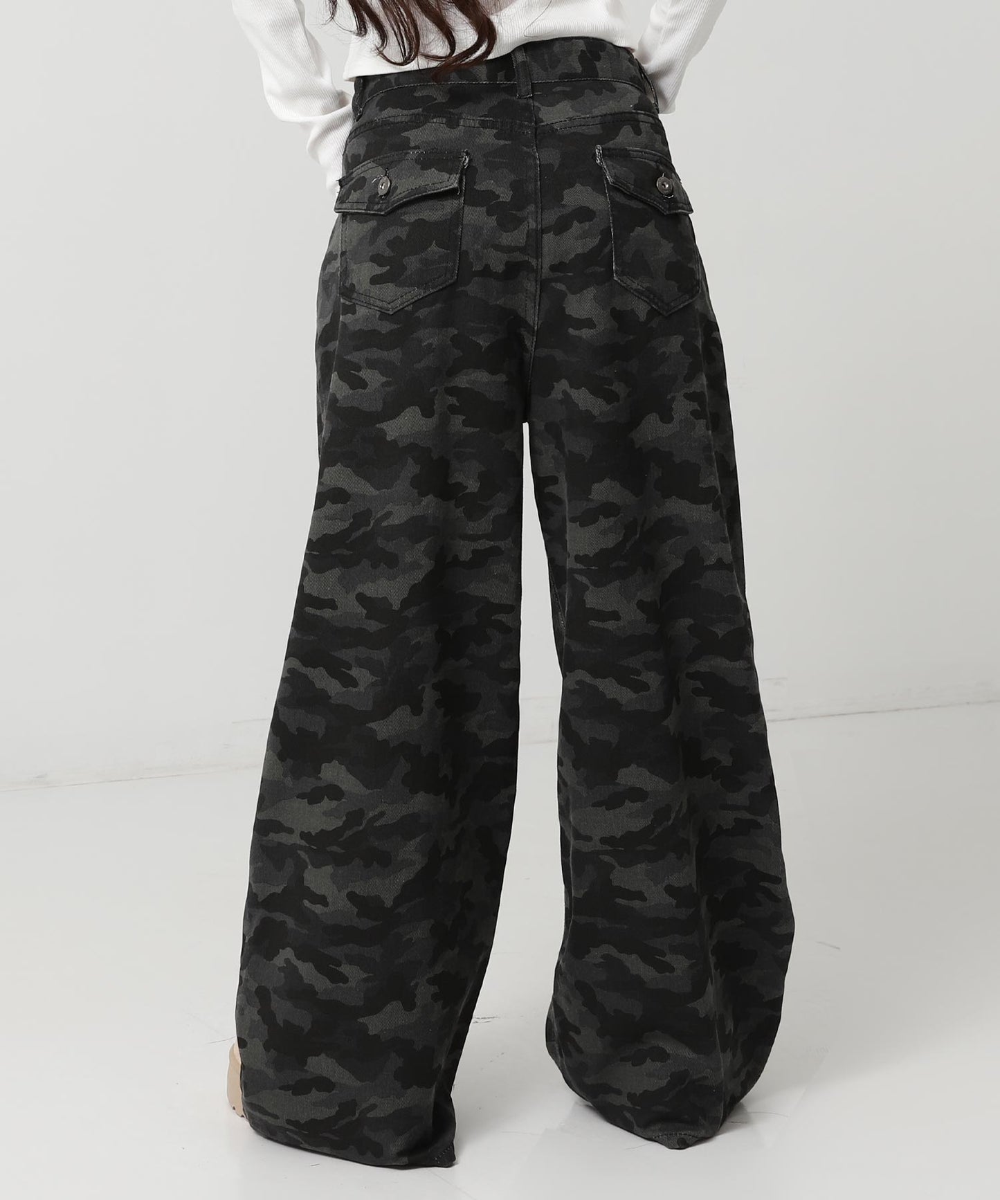 カモフラージュ ワイド レッグ デニム パンツ 152-5927