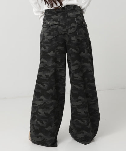 カモフラージュ ワイド レッグ デニム パンツ 152-5927