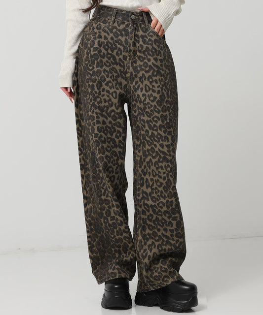 レオパード ストレート デニム パンツ 152-5928