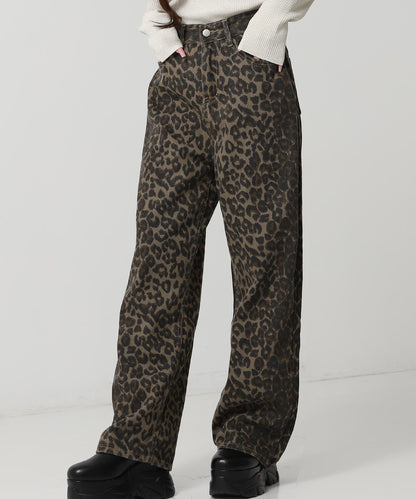 レオパード ストレート デニム パンツ 152-5928