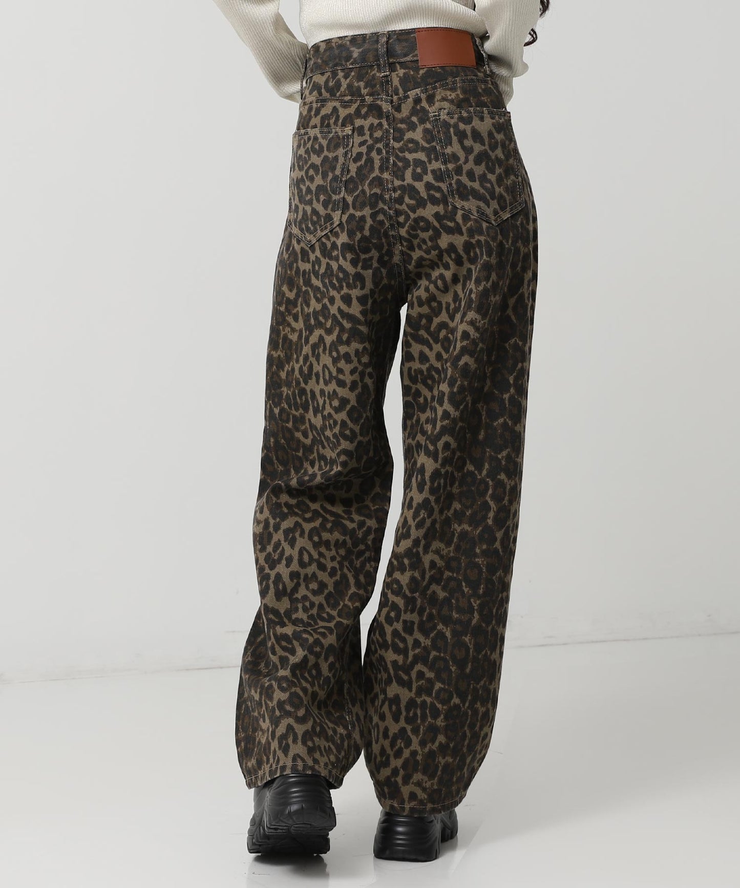 レオパード ストレート デニム パンツ 152-5928