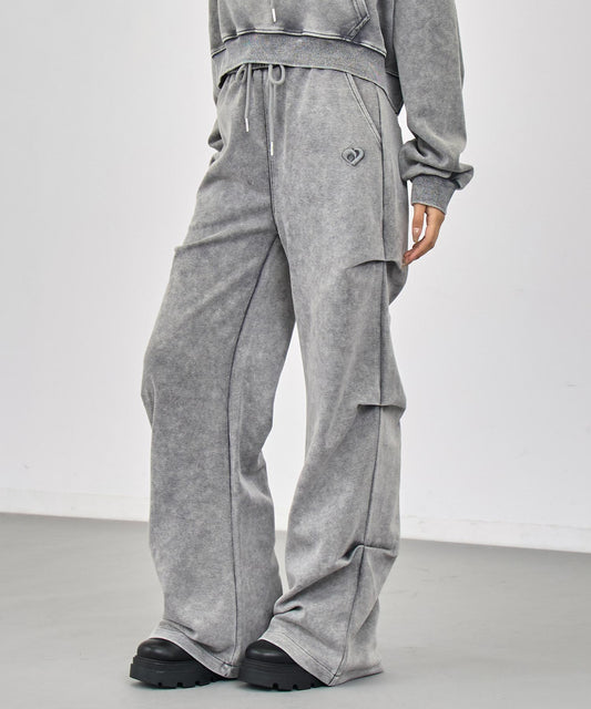 ウォッシュ加工 サイドタック デザイン ボリューム フレア パンツ  152-5972