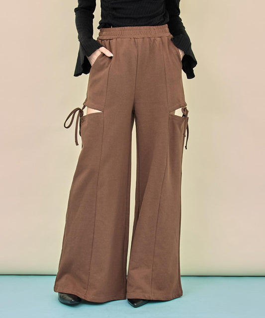 サイドスリット × リボン スウェット パンツ 152-6029