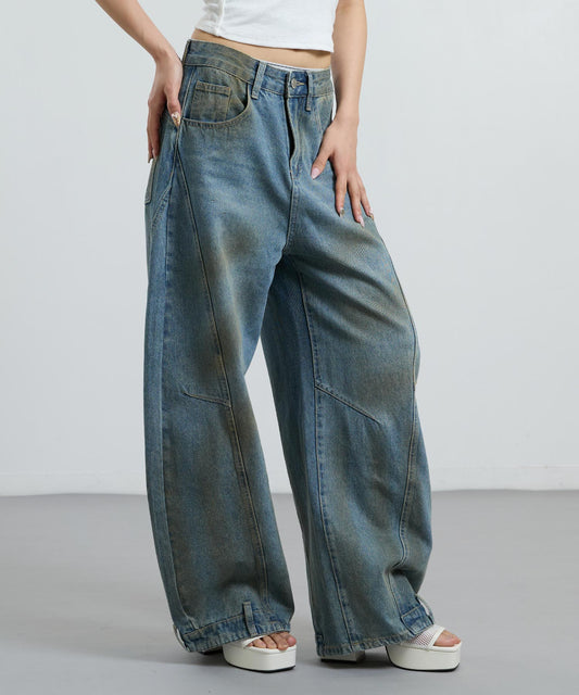 ユーズドライク カーブ ワイド デニムパンツ 152-6064