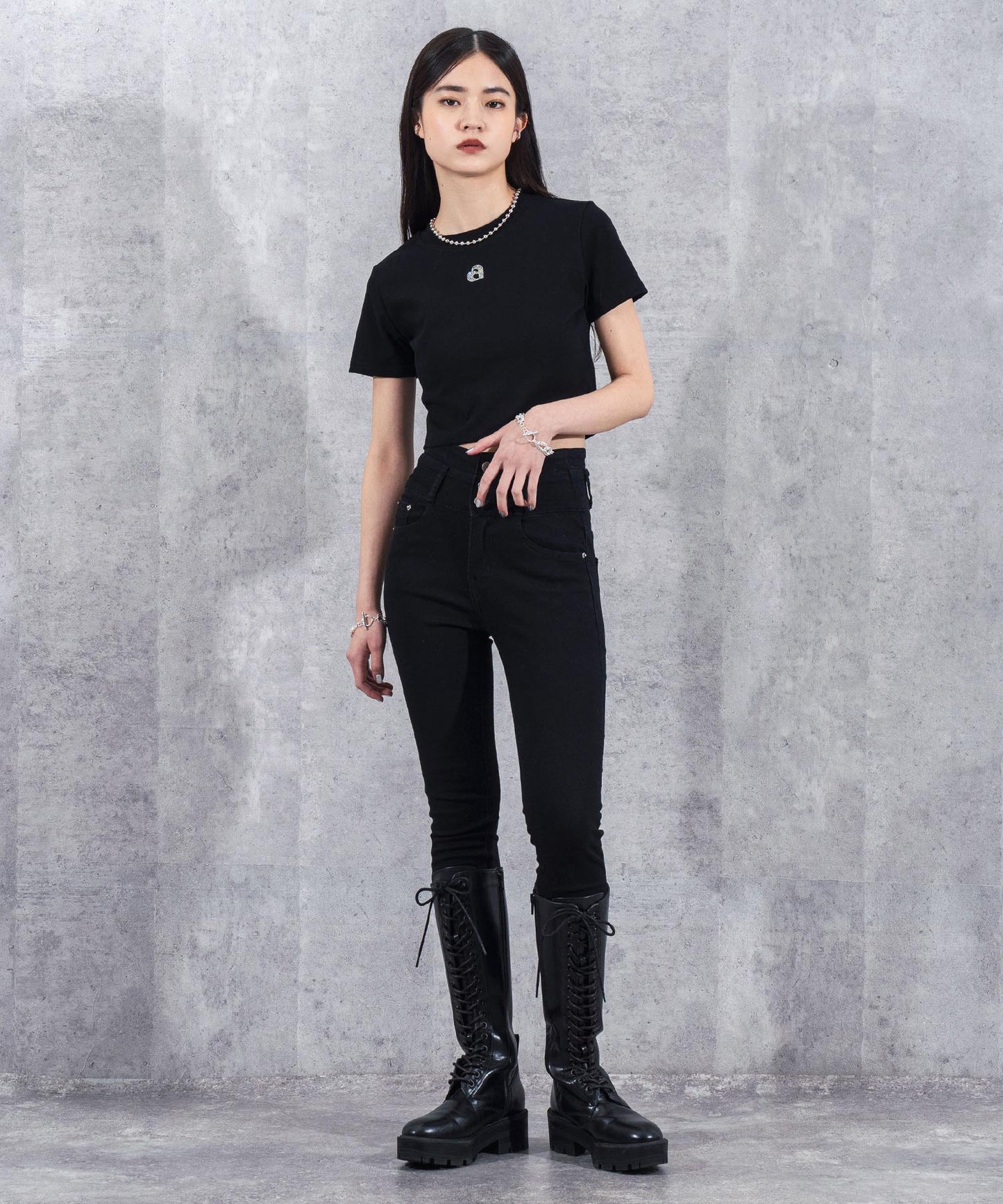 ラインストーン ロゴ ミニ Tシャツ 153-5657