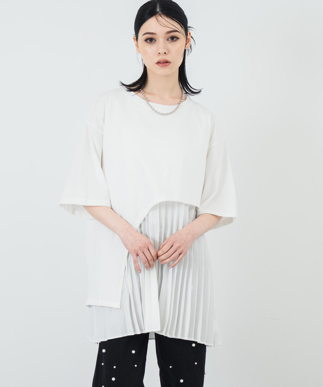 プリーツ ドッキング BIG Tシャツ 153-5696