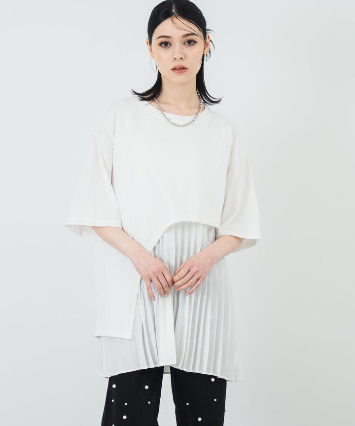 プリーツ ドッキング BIG Tシャツ 153-5696
