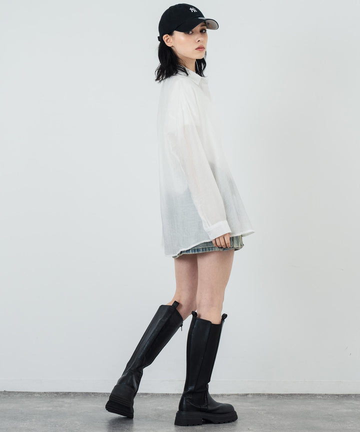 ウエスト ギャザー ラウンドネック Tシャツ 153-5705