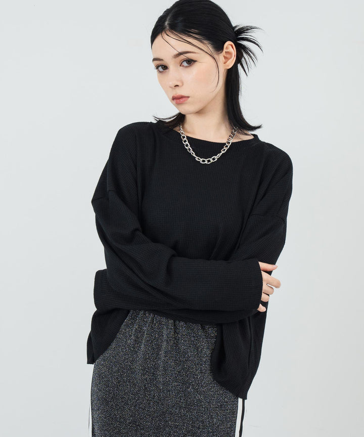 クルーネック ワッフル ロングスリーブ Tシャツ 長袖 153-5720