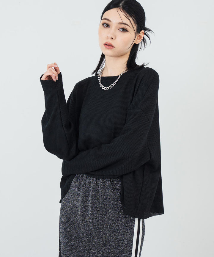 クルーネック ワッフル ロングスリーブ Tシャツ 長袖 153-5720