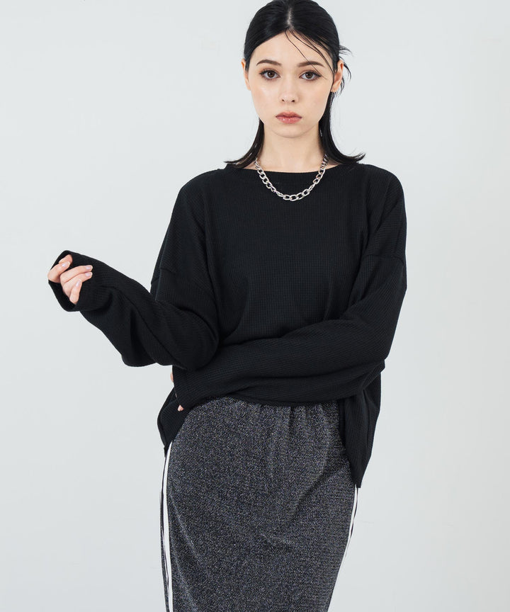 クルーネック ワッフル ロングスリーブ Tシャツ 長袖 153-5720