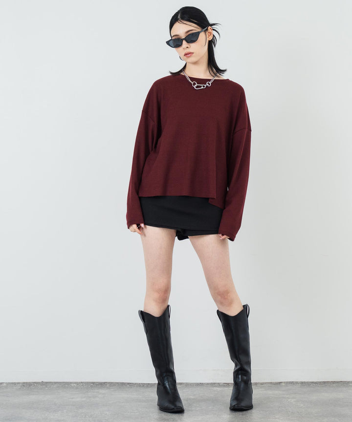 クルーネック ワッフル ロングスリーブ Tシャツ 長袖 153-5720