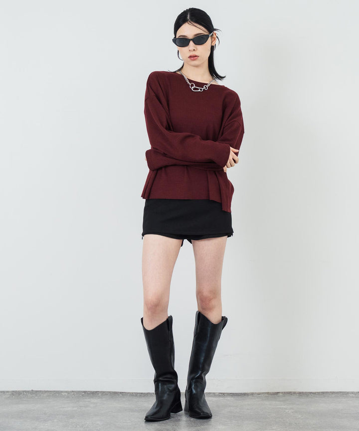 クルーネック ワッフル ロングスリーブ Tシャツ 長袖 153-5720