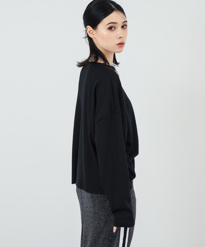 クルーネック ワッフル ロングスリーブ Tシャツ 長袖 153-5720