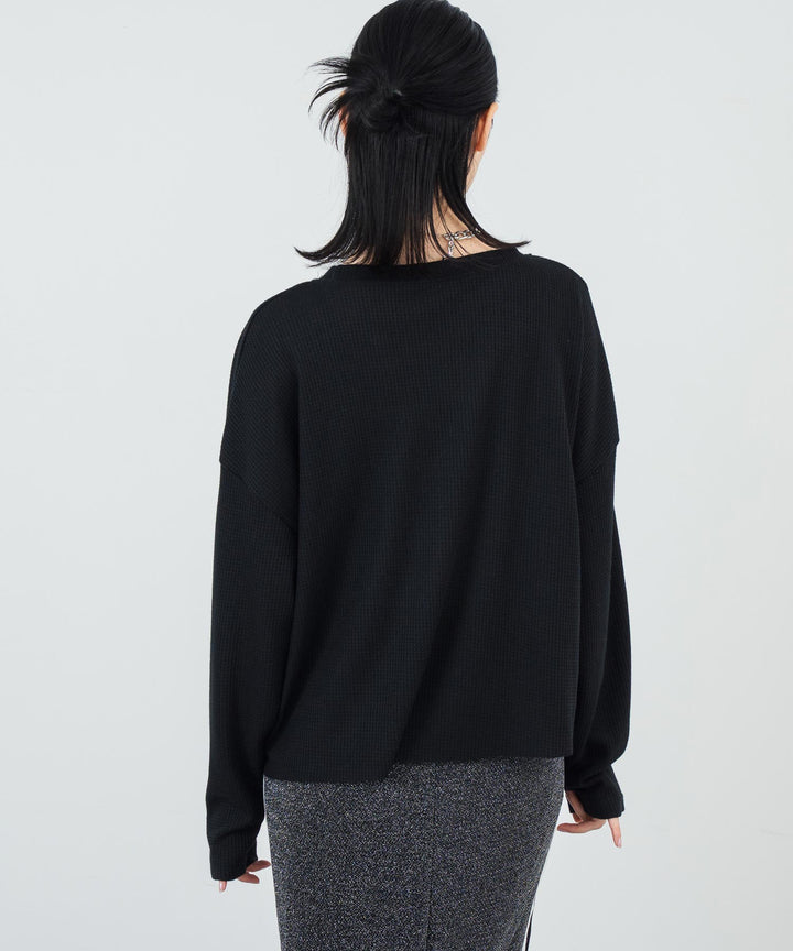 クルーネック ワッフル ロングスリーブ Tシャツ 長袖 153-5720