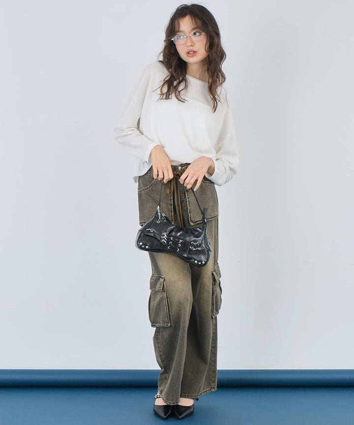 クルーネック ワッフル ロングスリーブ Tシャツ 長袖 153-5720